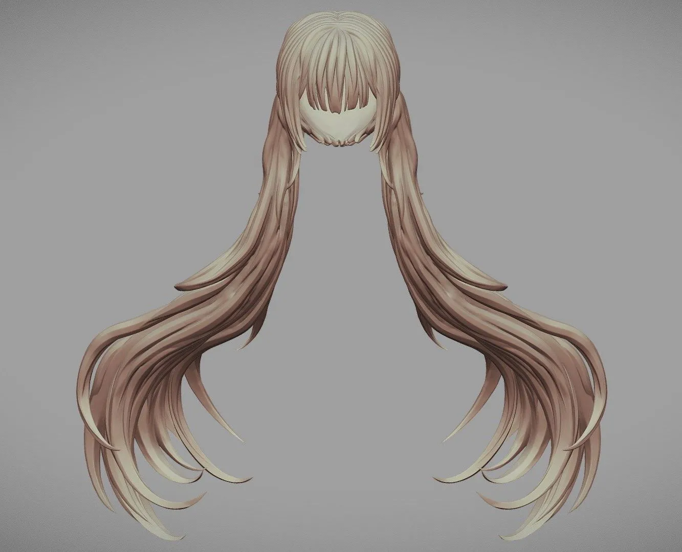 PBR Game 3D Models - 3D Printable Stylized Hair 06