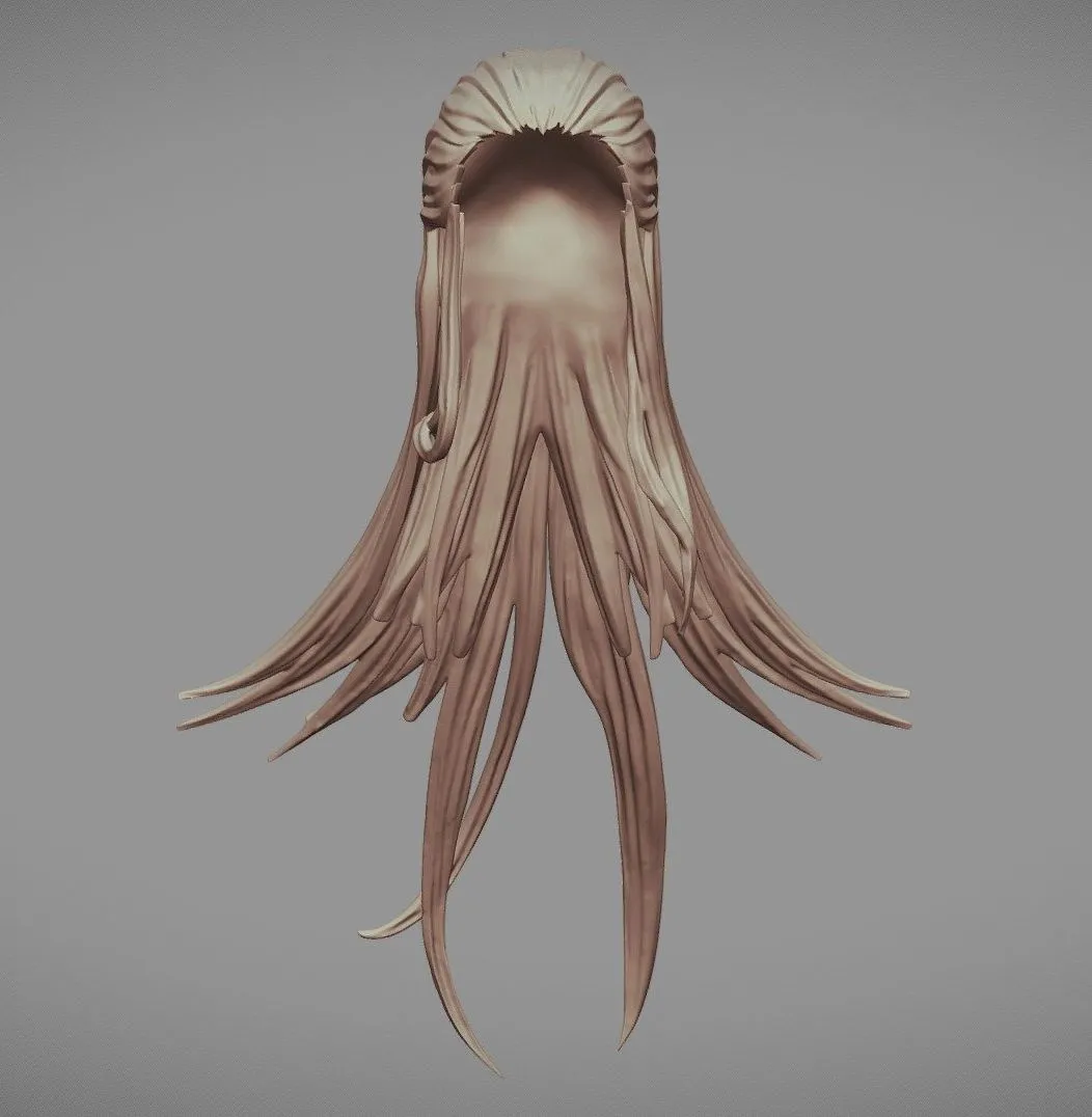 PBR Game 3D Models - 3D Printable Stylized Hair 08