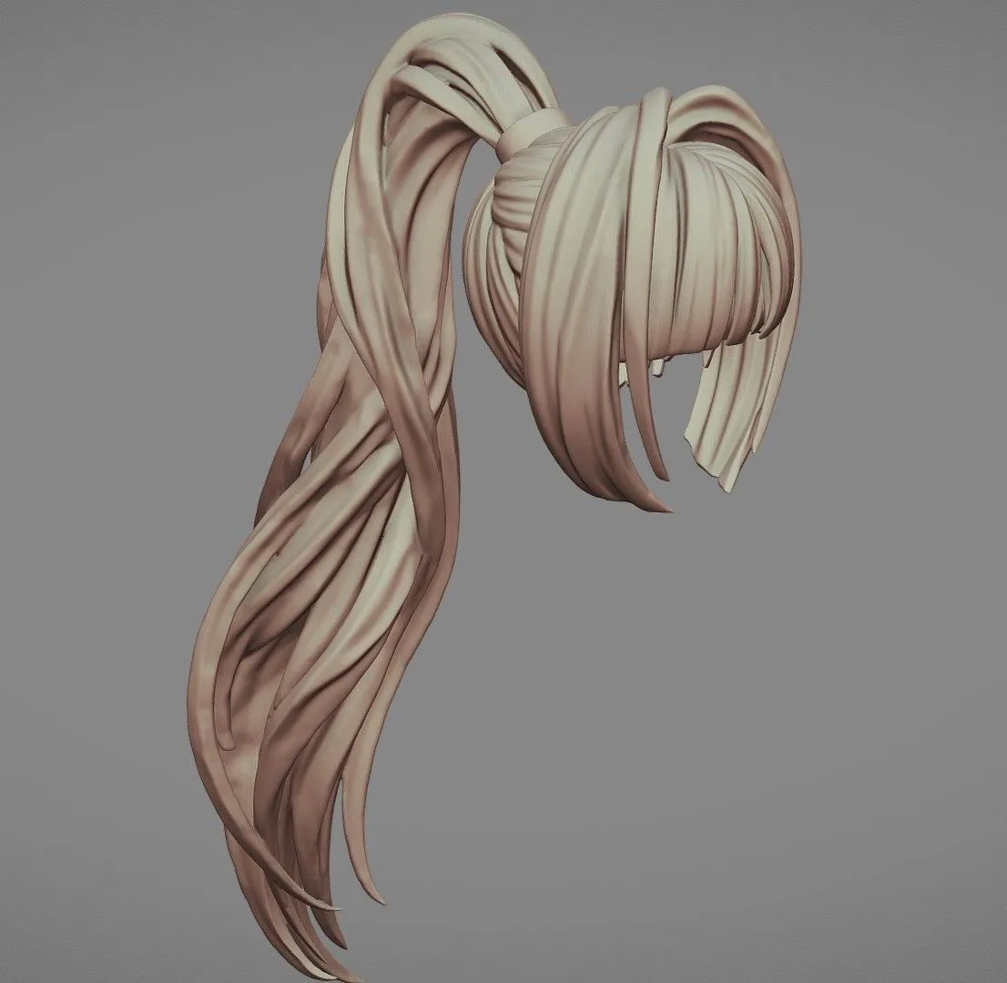 PBR Game 3D Models - 3D Printable Stylized Hair 11