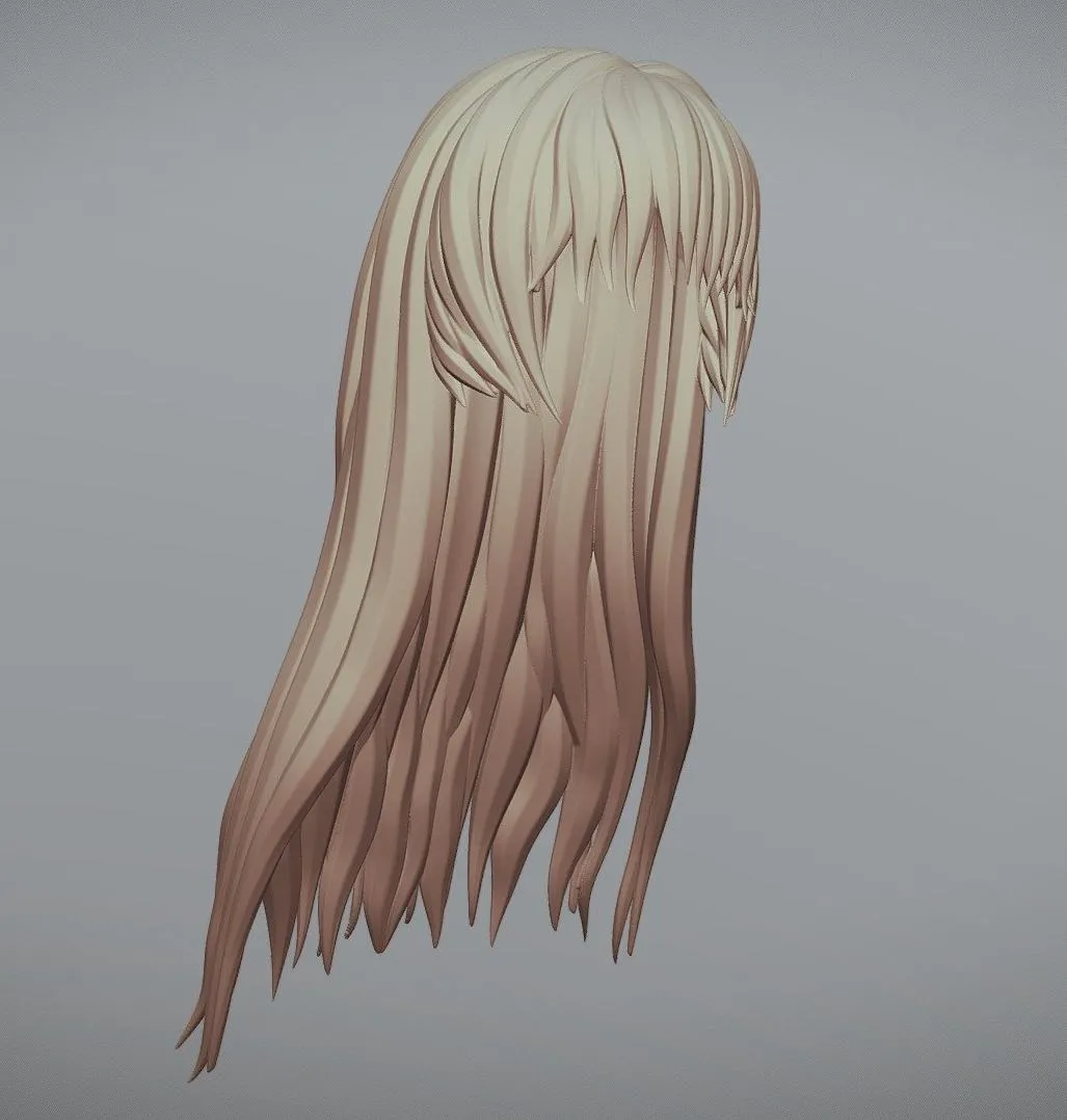 PBR Game 3D Models - 3D Printable Stylized Hair 4