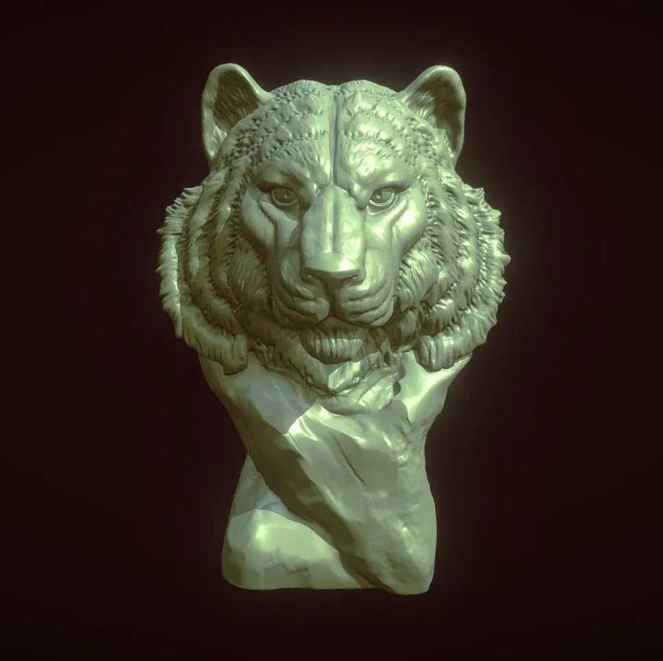 PBR Game 3D Models - 3D Printable Tiger Bust