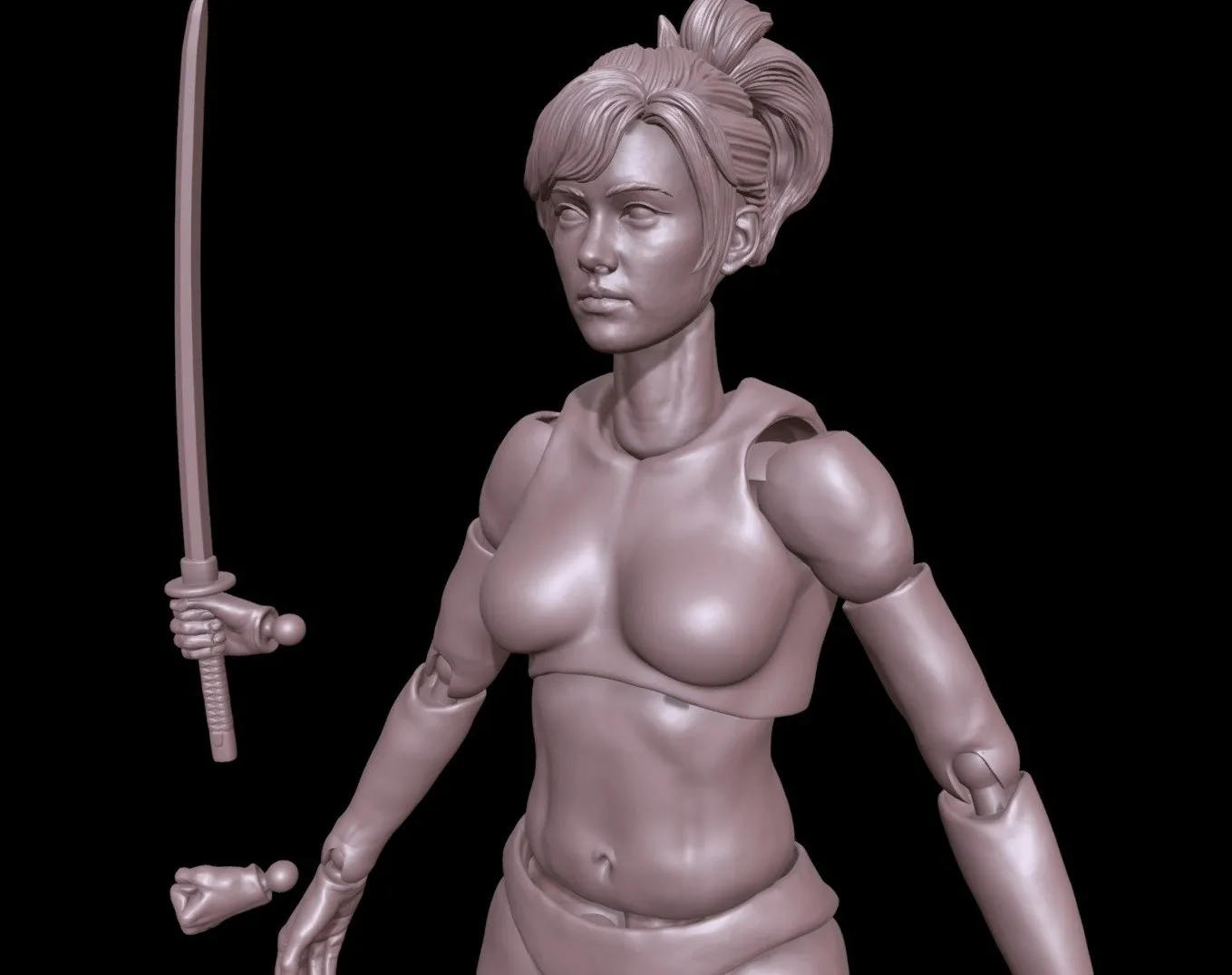 PBR Game 3D Models - 3D Printing Female Movable Action Figure Toy
