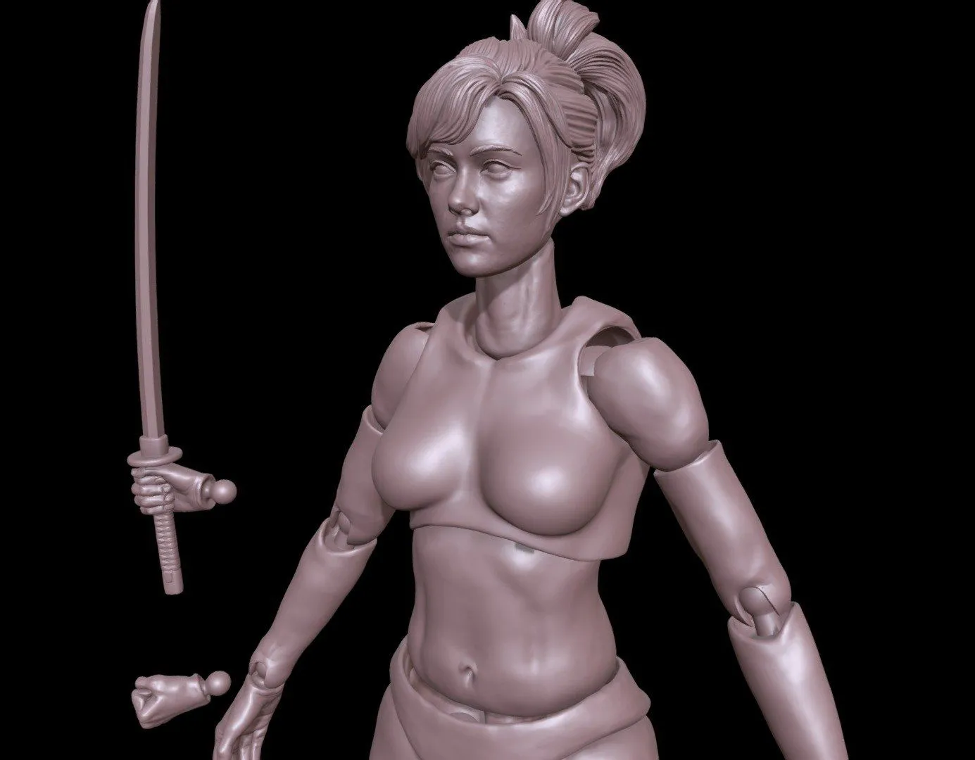 PBR Game 3D Models - 3D Printing Female Movable Action Figure Toy