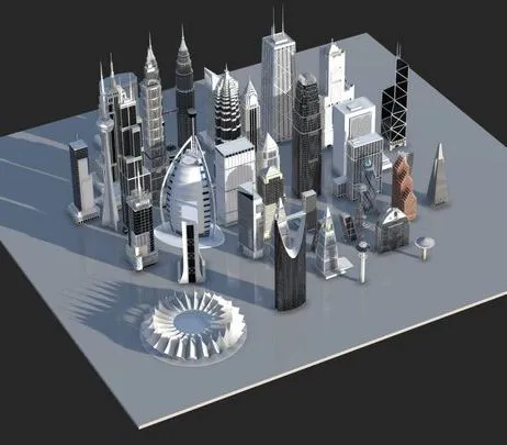 PBR Game 3D Models - 3D World Skyscrapers_FBX