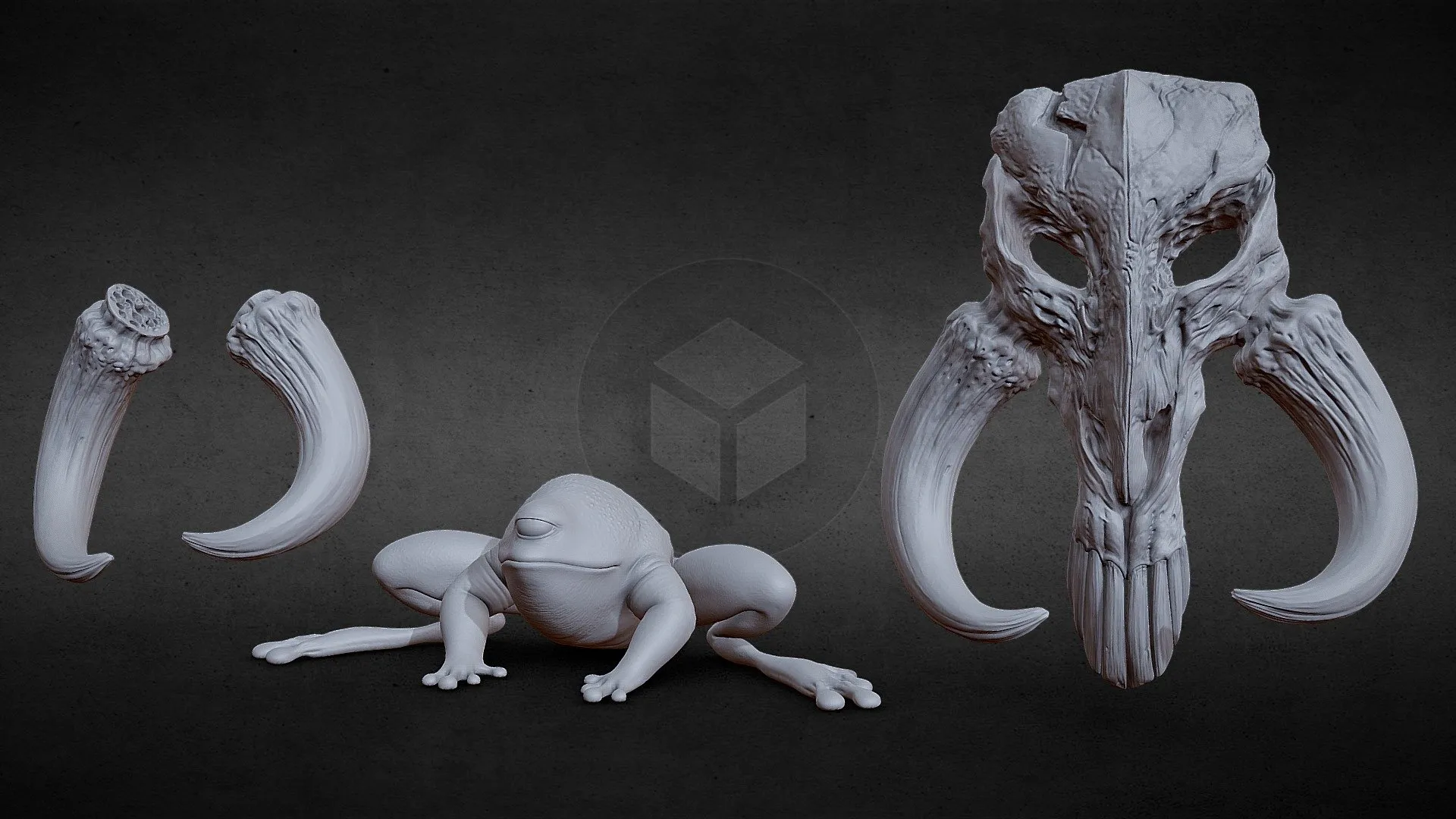 PBR Game 3D Models - 3Dprtbl Mythosaur Skull Sorgan Frog Horns