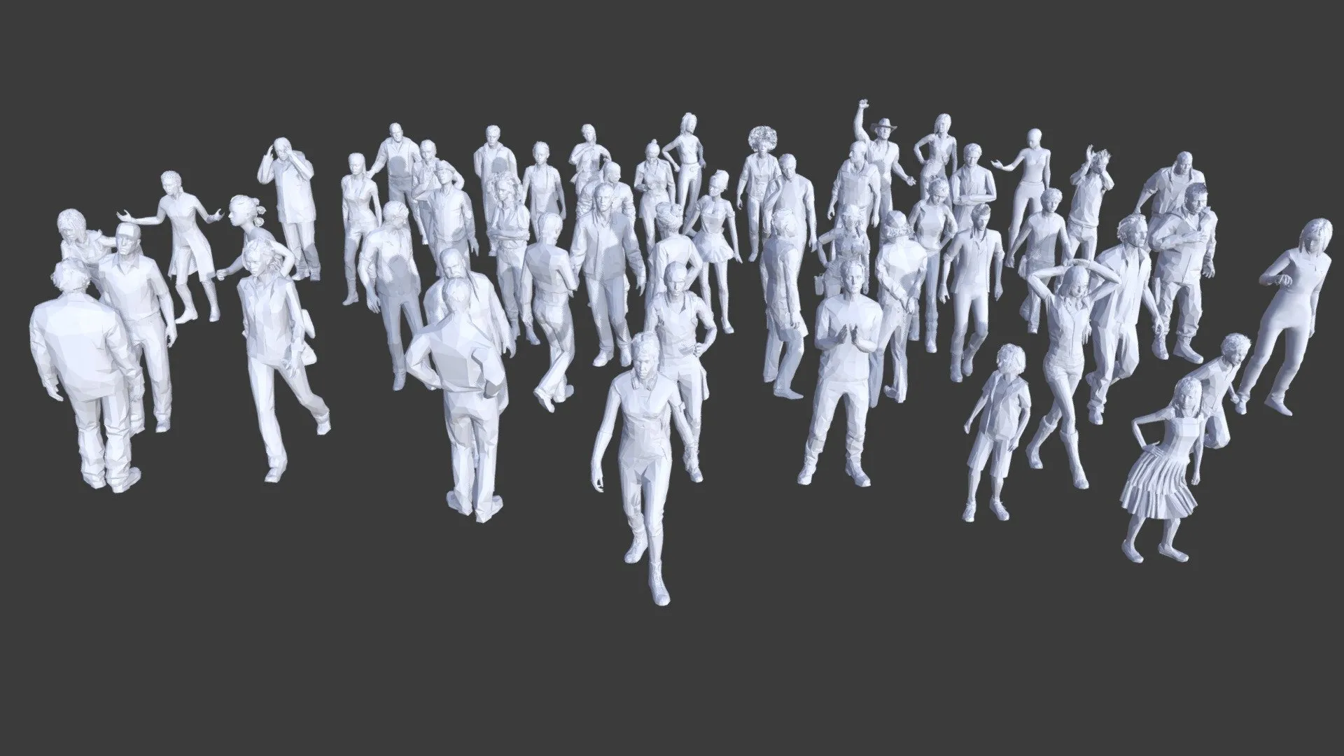 PBR Game 3D Models - 50 Low Poly People Collection Pack 2
