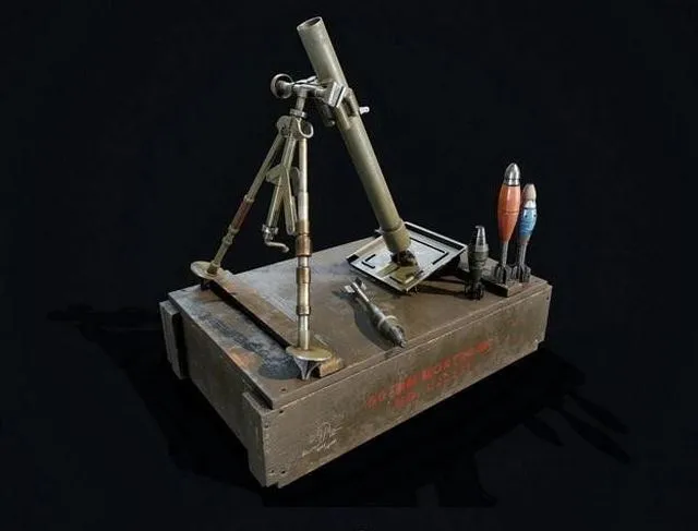 PBR Game 3D Models - 60mm M2 Light Infantry Mortar