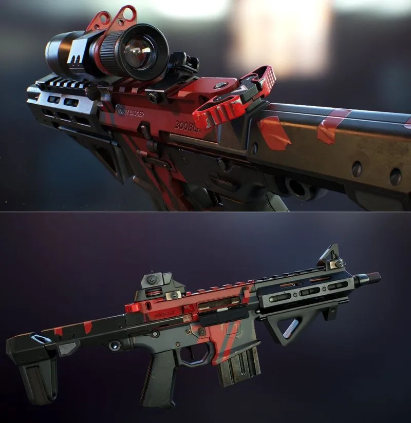 PBR Game 3D Models - AAC Honey Badger-Scarlett
