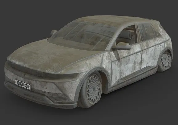 PBR Game 3D Models - Abandoned Car   Hyundai IONIQ 5