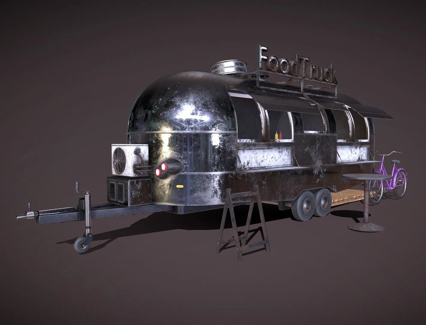 PBR Game 3D Models - Abandoned Food Truck Game Ready