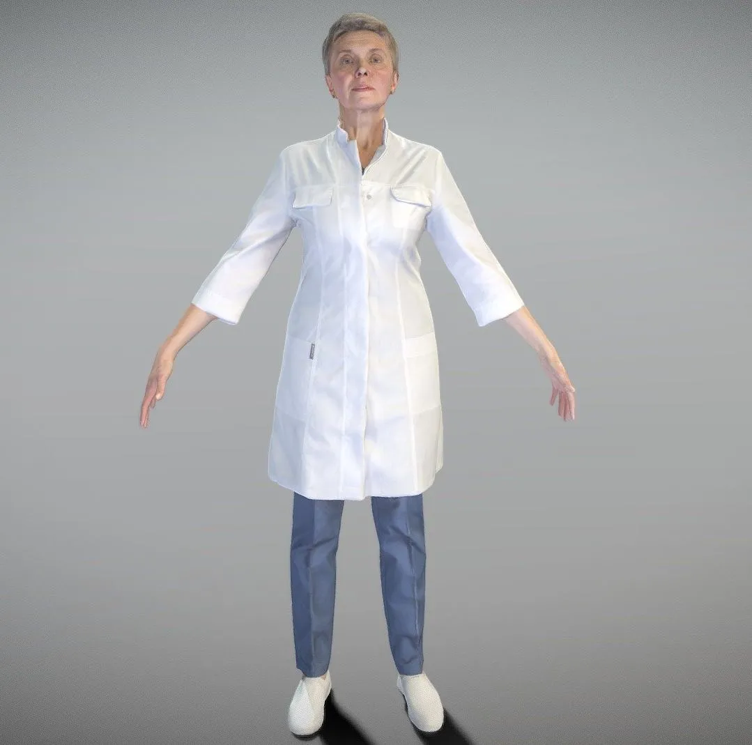 PBR Game 3D Models - Adult Female Medical Doctor In A Pose 145