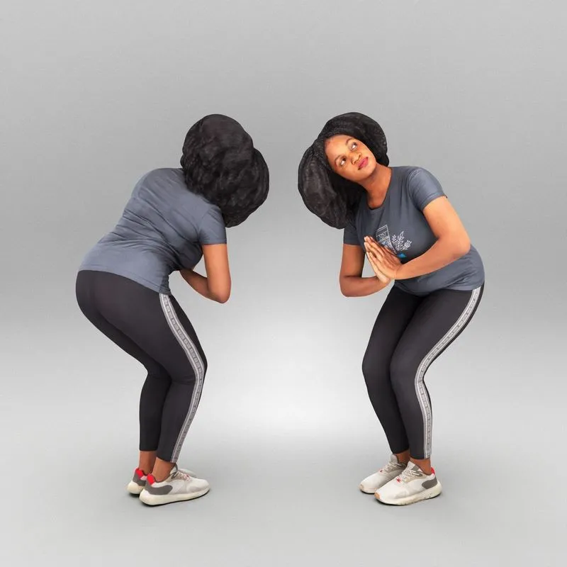 PBR Game 3D Models - African woman doing yoga 436