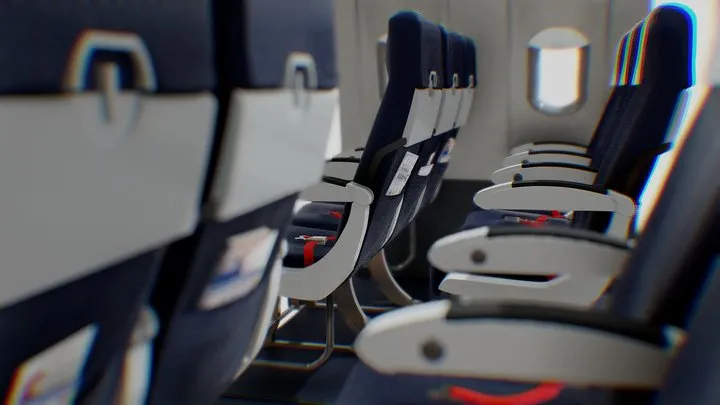PBR Game 3D Models - Airbus A320 Airplane Cabin