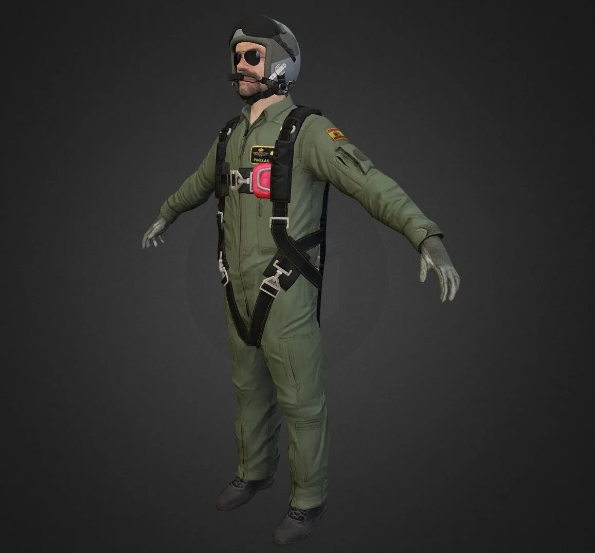 PBR Game 3D Models - Aircraft Pilot
