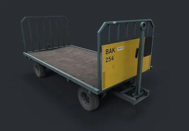 PBR Game 3D Models - Airport Luggage cart