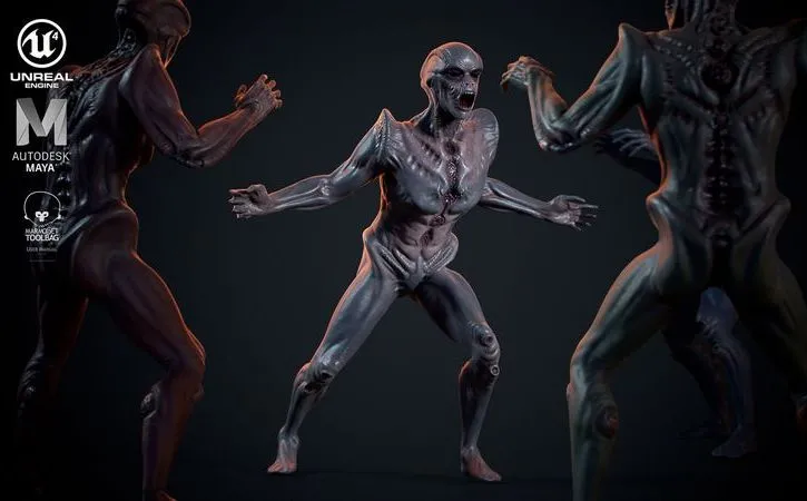 PBR Game 3D Models - Alien humanoid