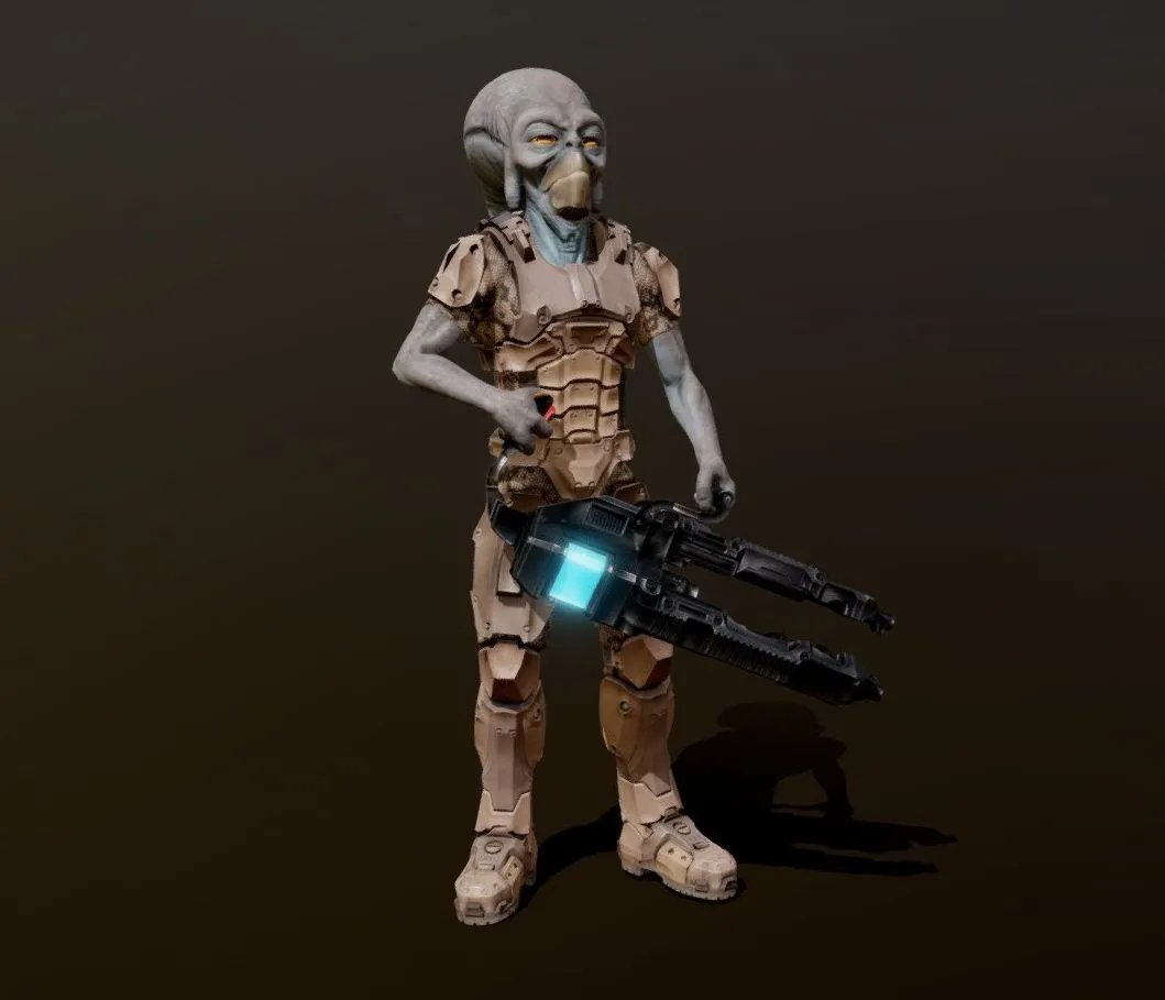 PBR Game 3D Models - Alien Infantry Trooper Animations