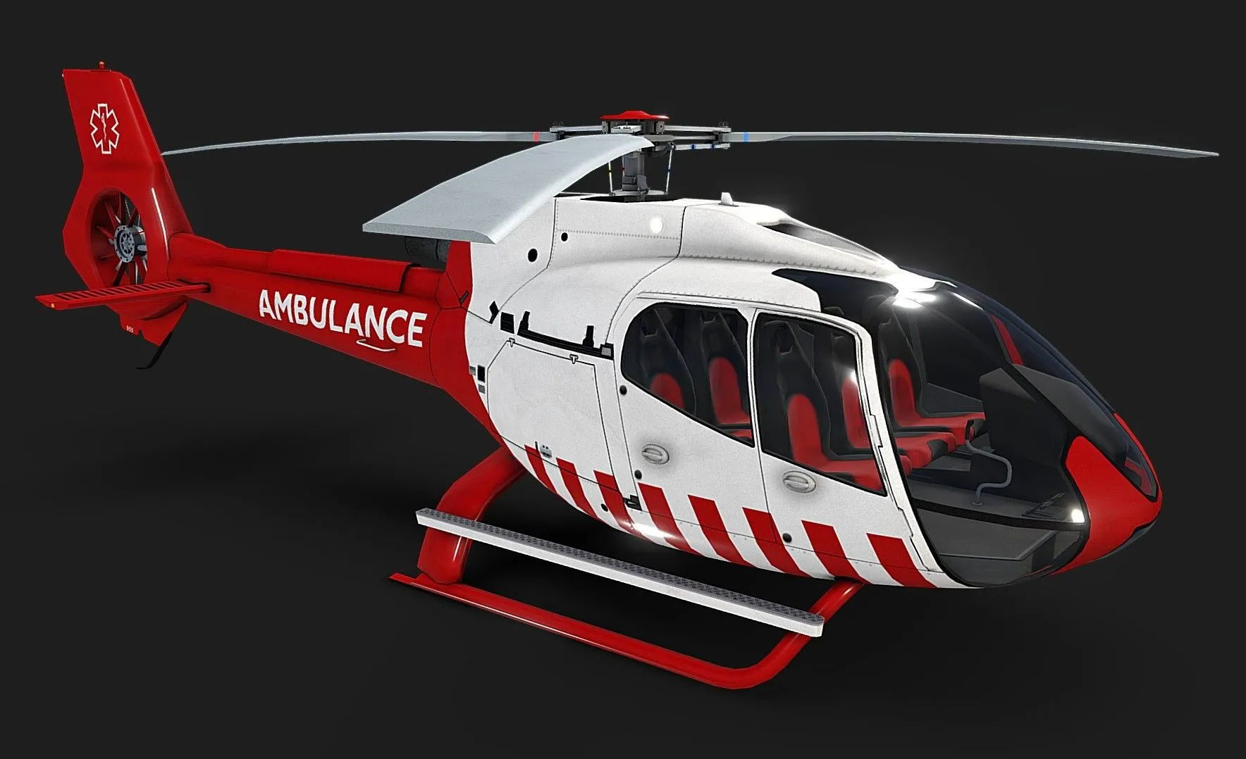 PBR Game 3D Models - Ambulance Airbus H130 Helicopter Livery 37