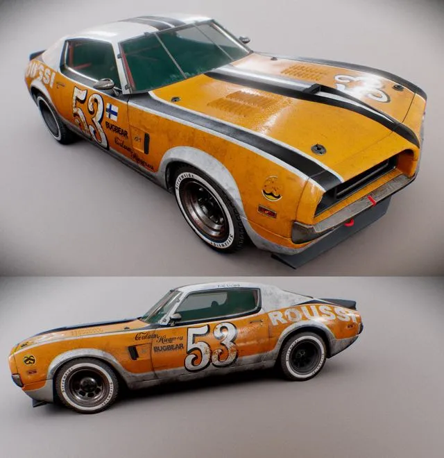 PBR Game 3D Models - American WreckFest Car
