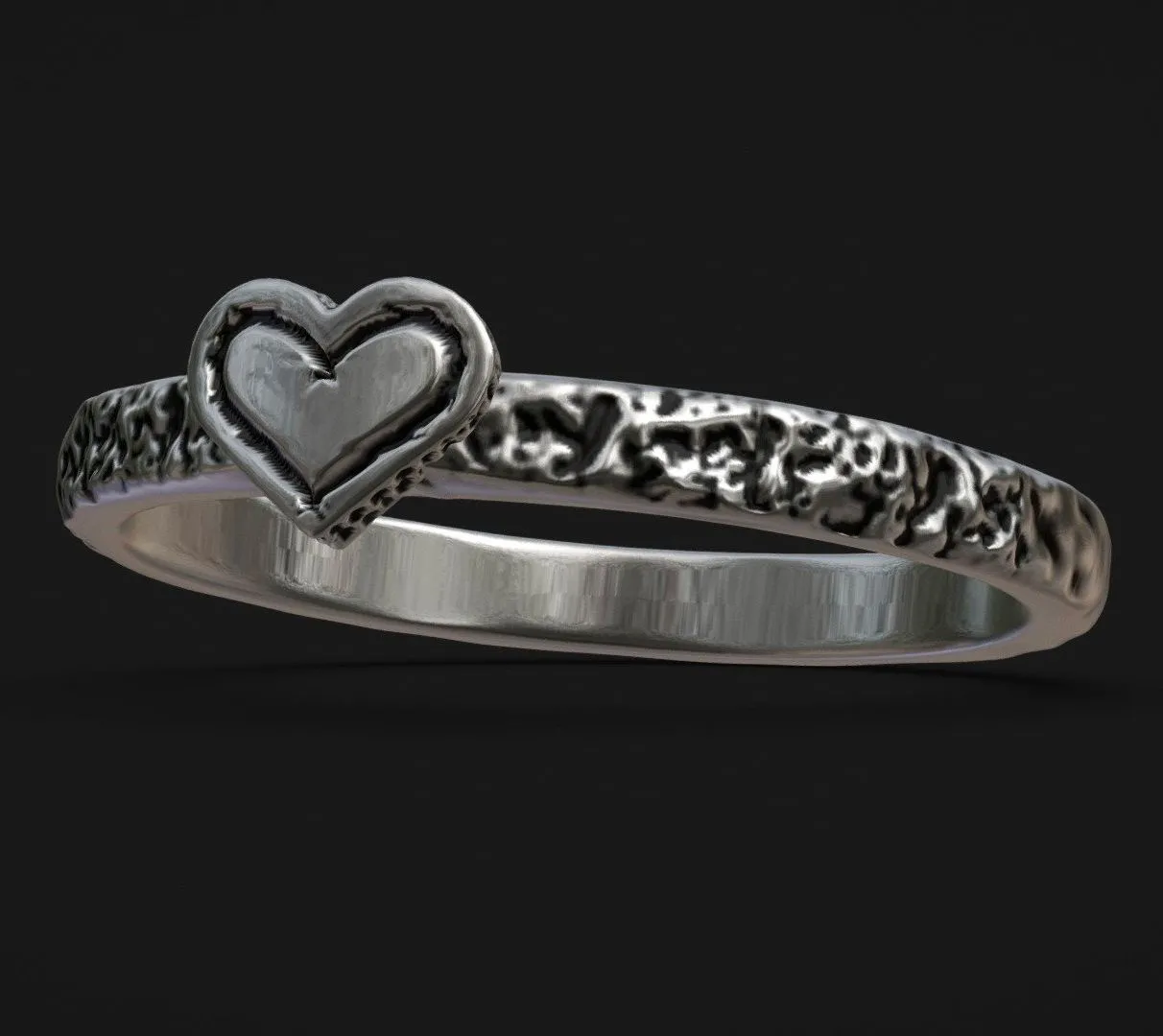 PBR Game 3D Models - Anel Little Heart Prata