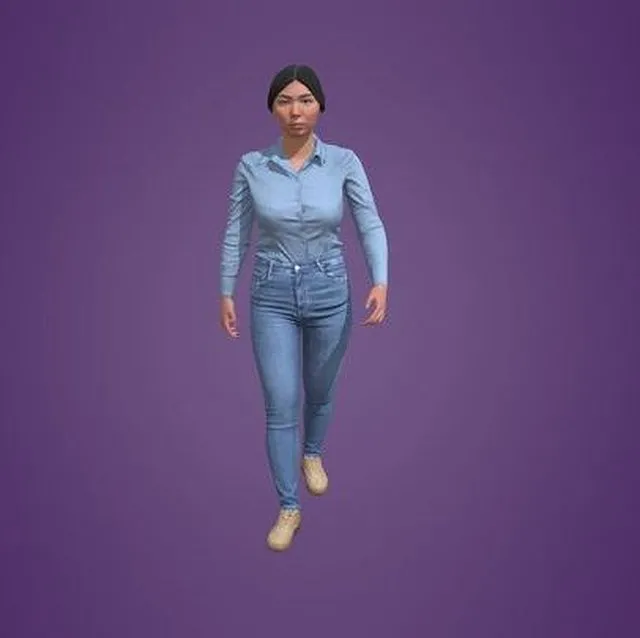 PBR Game 3D Models - Animated Asian Woman Walking 5152 W1
