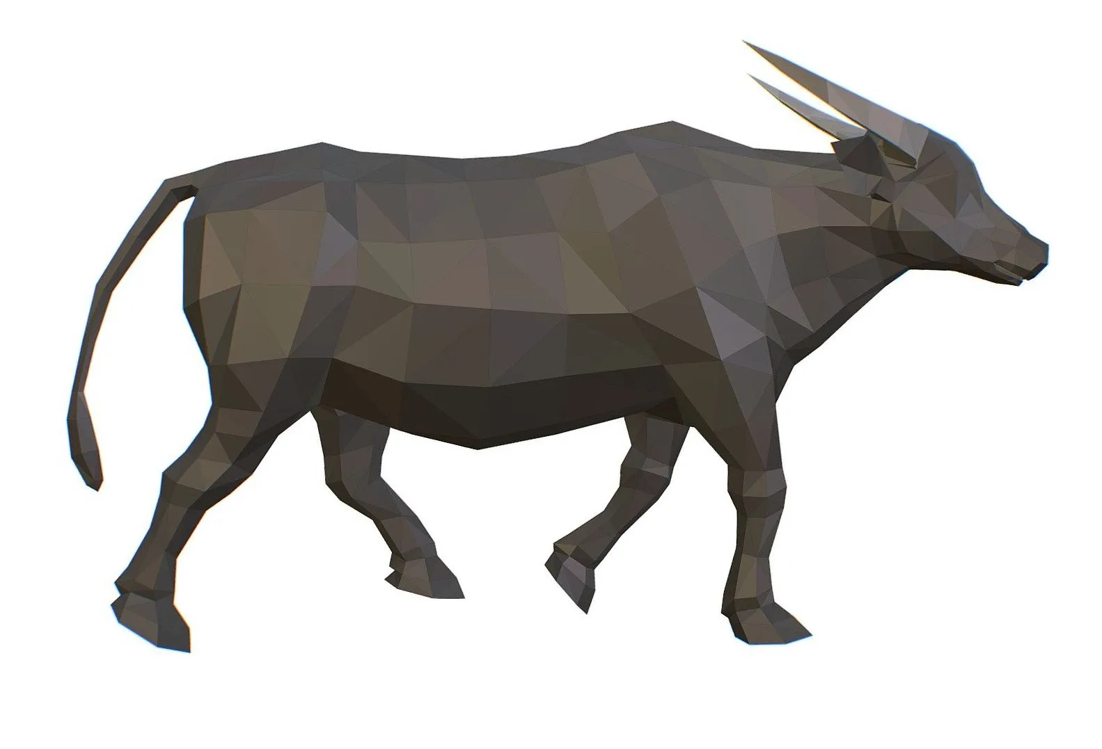 PBR Game 3D Models - Animated Black Asian Bull Lowpoly Art Style