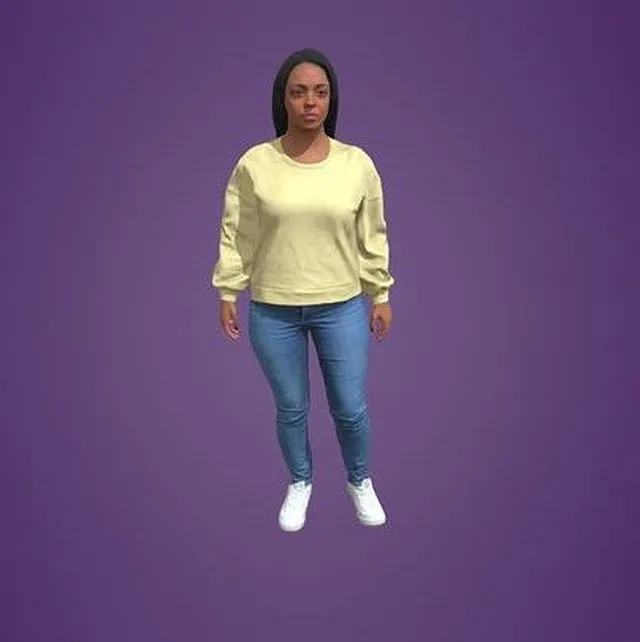 PBR Game 3D Models - Animated Black Woman Standing Idle 8002 SI3