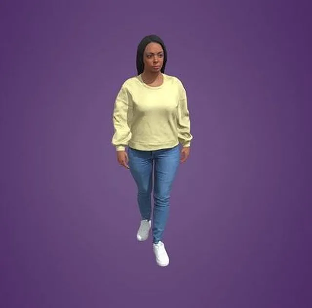 PBR Game 3D Models - Animated Black Woman Walking 8002 W5