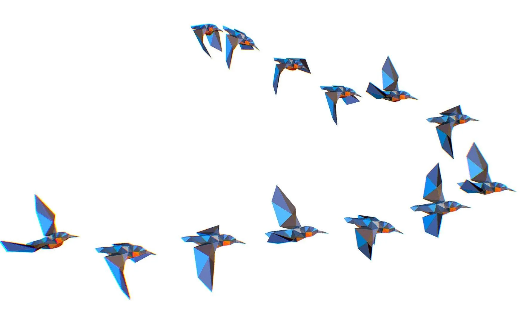 PBR Game 3D Models - Animated Flock Birds Lowpoly Art Style