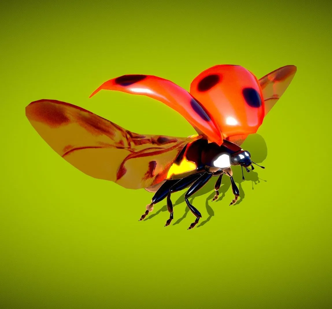 PBR Game 3D Models - Animated Ladybug