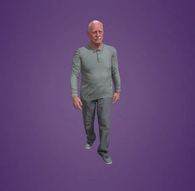 PBR Game 3D Models - Animated Senior Man Walking 0199 W5