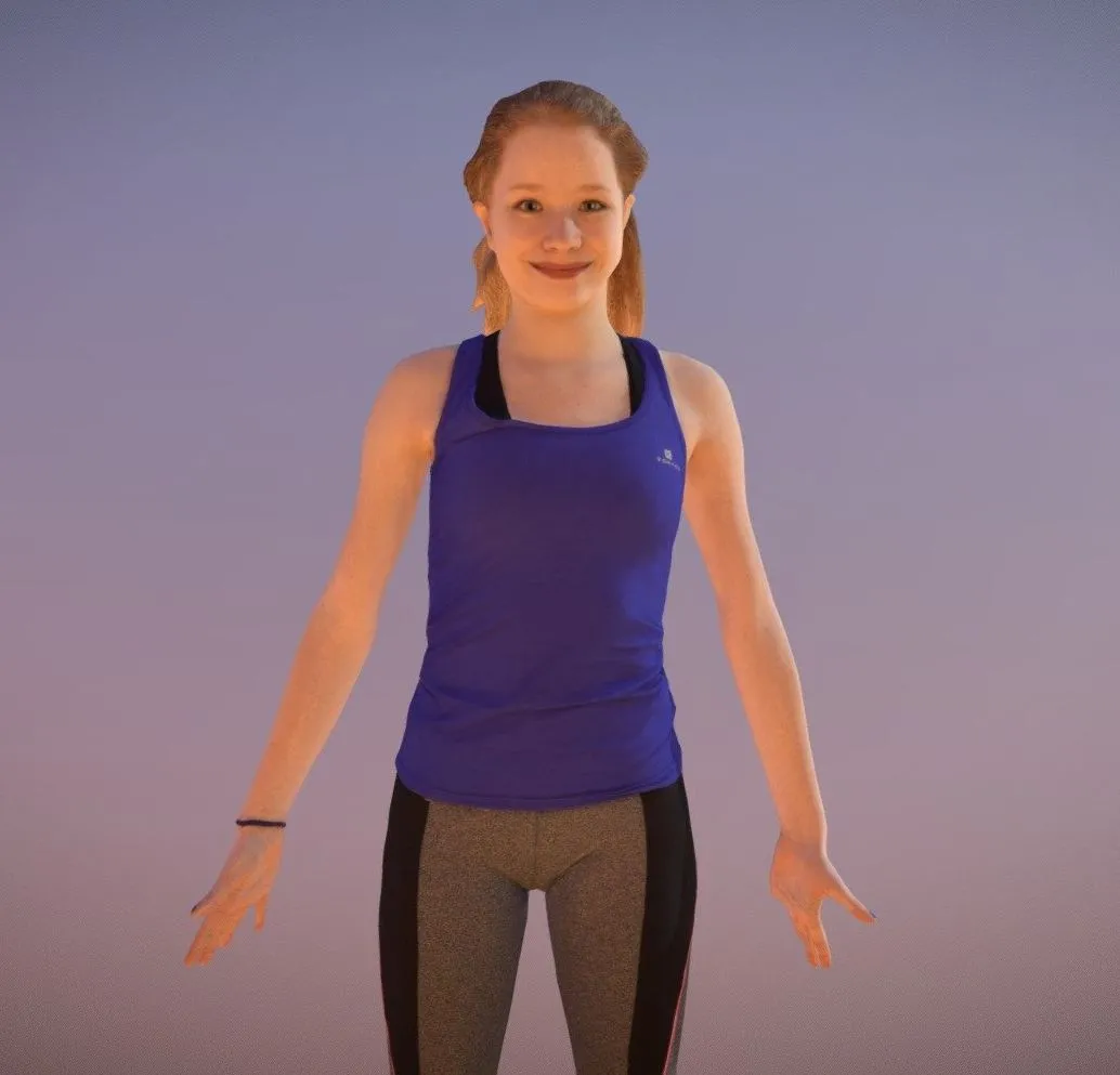 PBR Game 3D Models - Animated Sports Teenage Girl Essence Rigged