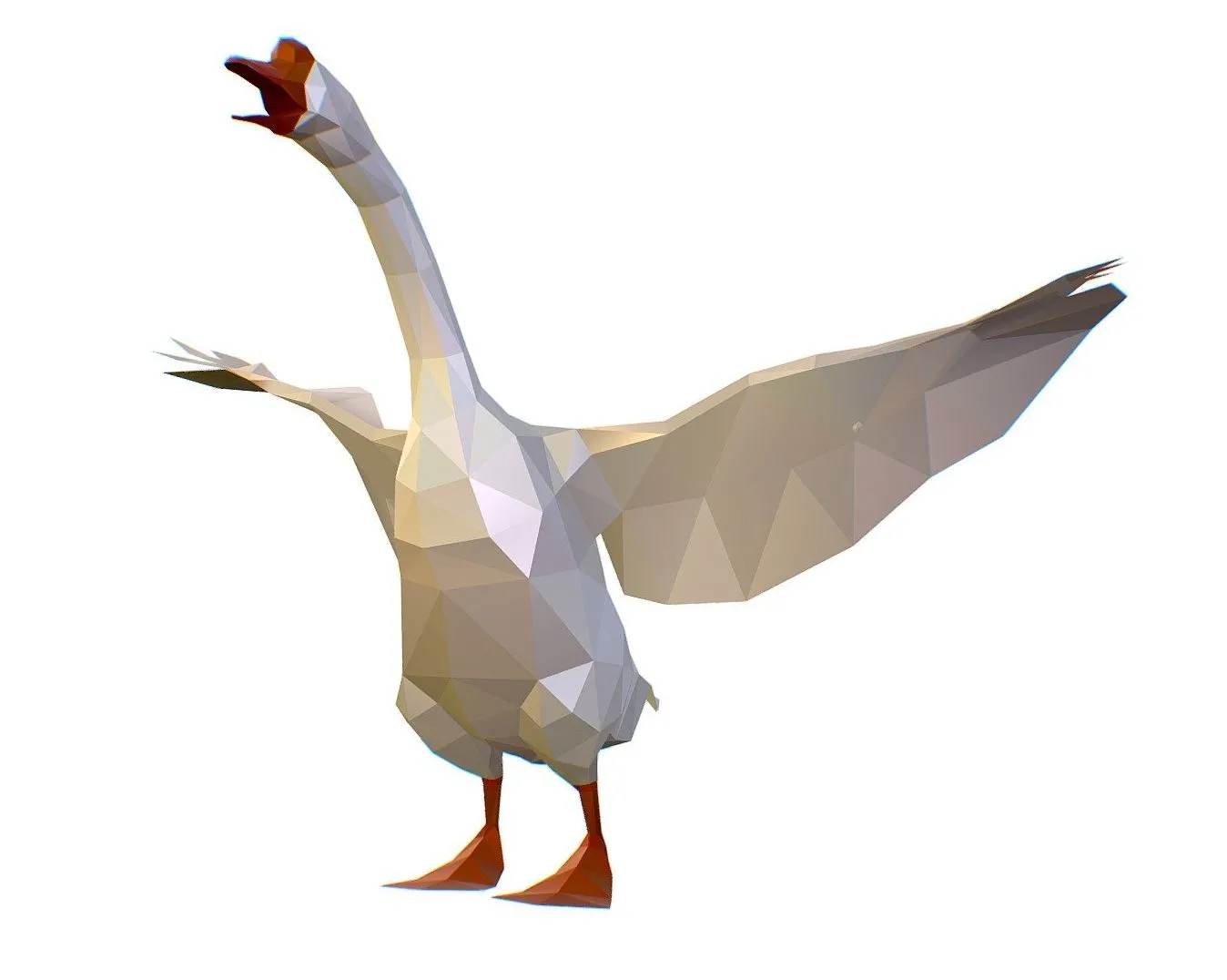 PBR Game 3D Models - Animated White Goose Lowpoly Art Style