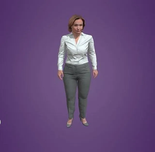 PBR Game 3D Models - Animated Woman Standing Listening 9438 SL1