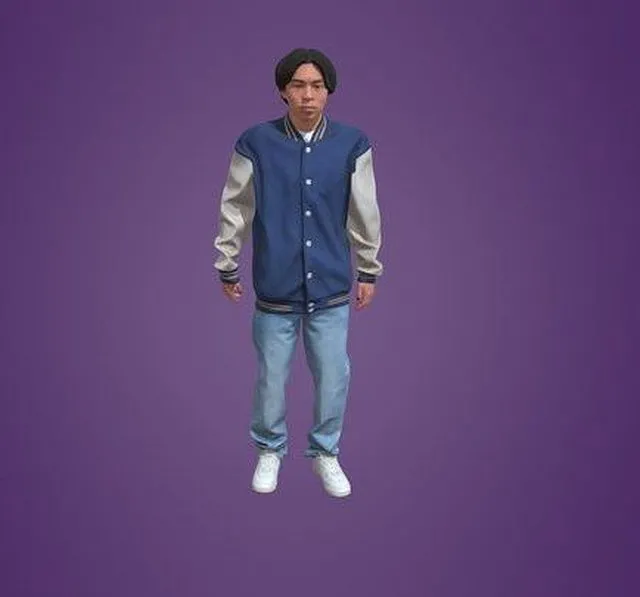 PBR Game 3D Models - Animatedasian Man Moving Around 4156 SM1