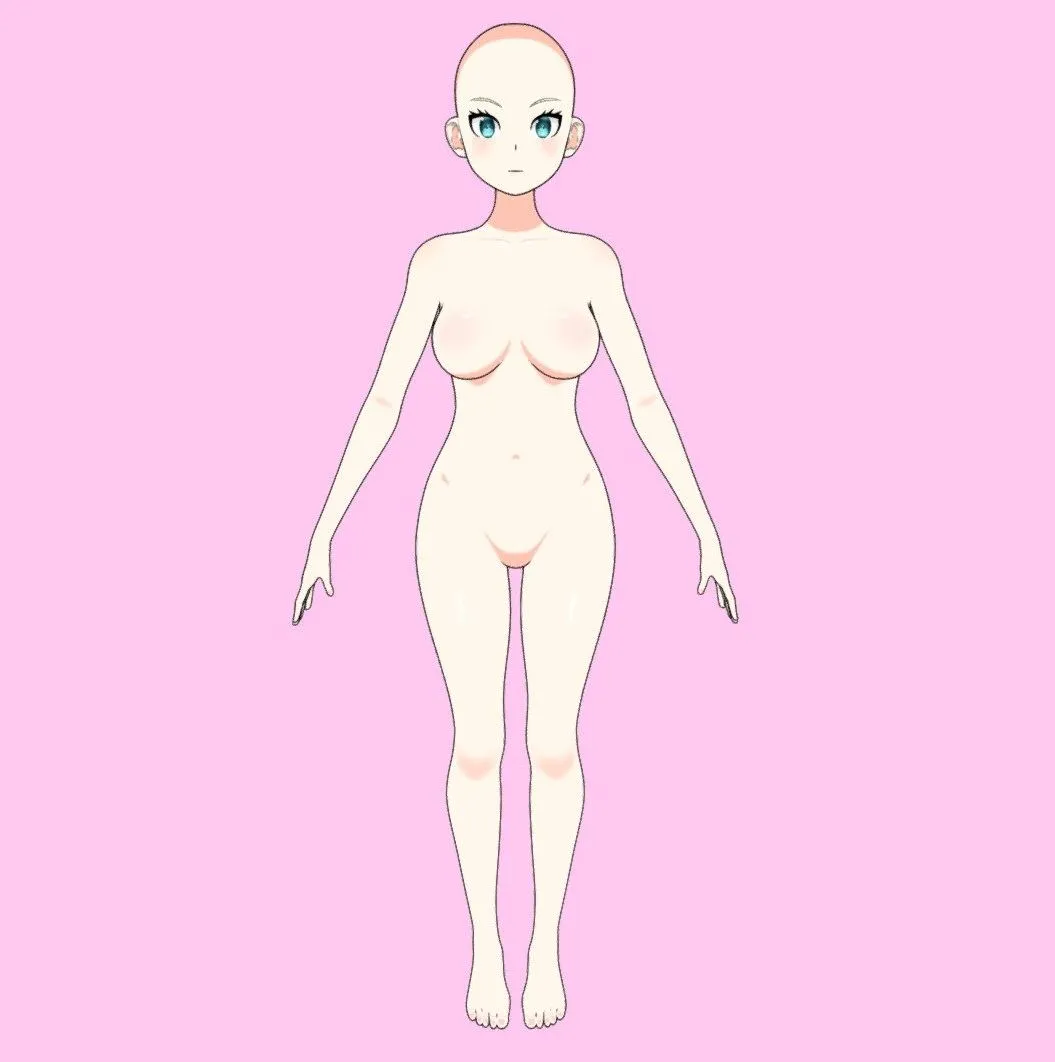 PBR Game 3D Models - Anime Girl Base Mesh