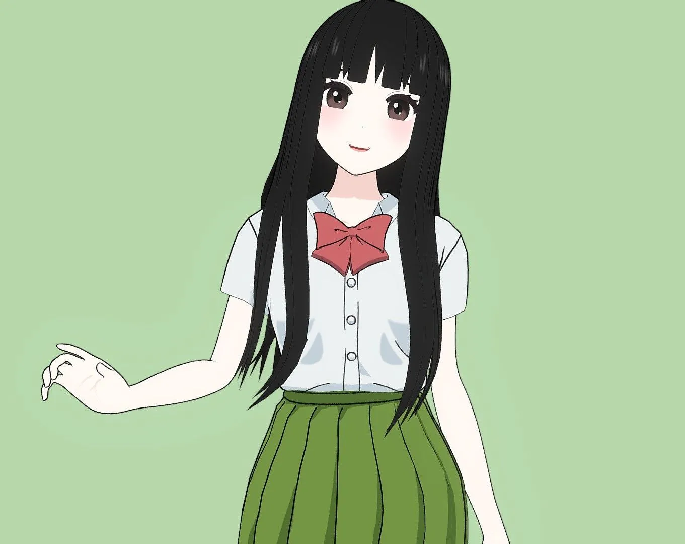 PBR Game 3D Models - Anime Girl Student 1