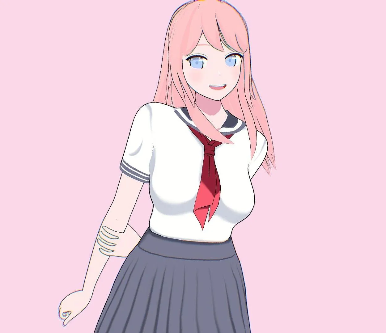 PBR Game 3D Models - Anime Girl Student 5