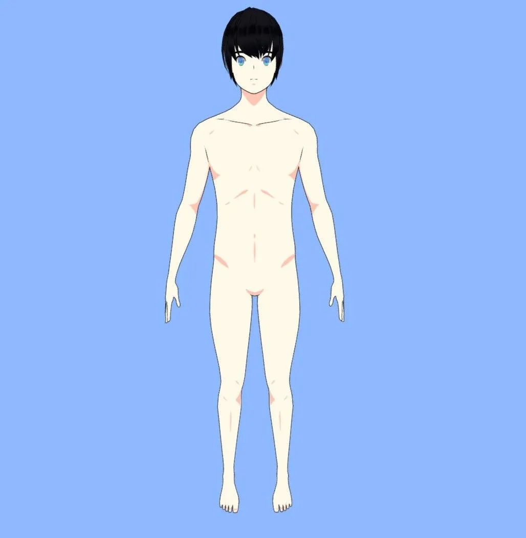 PBR Game 3D Models - Anime Male Base Mesh