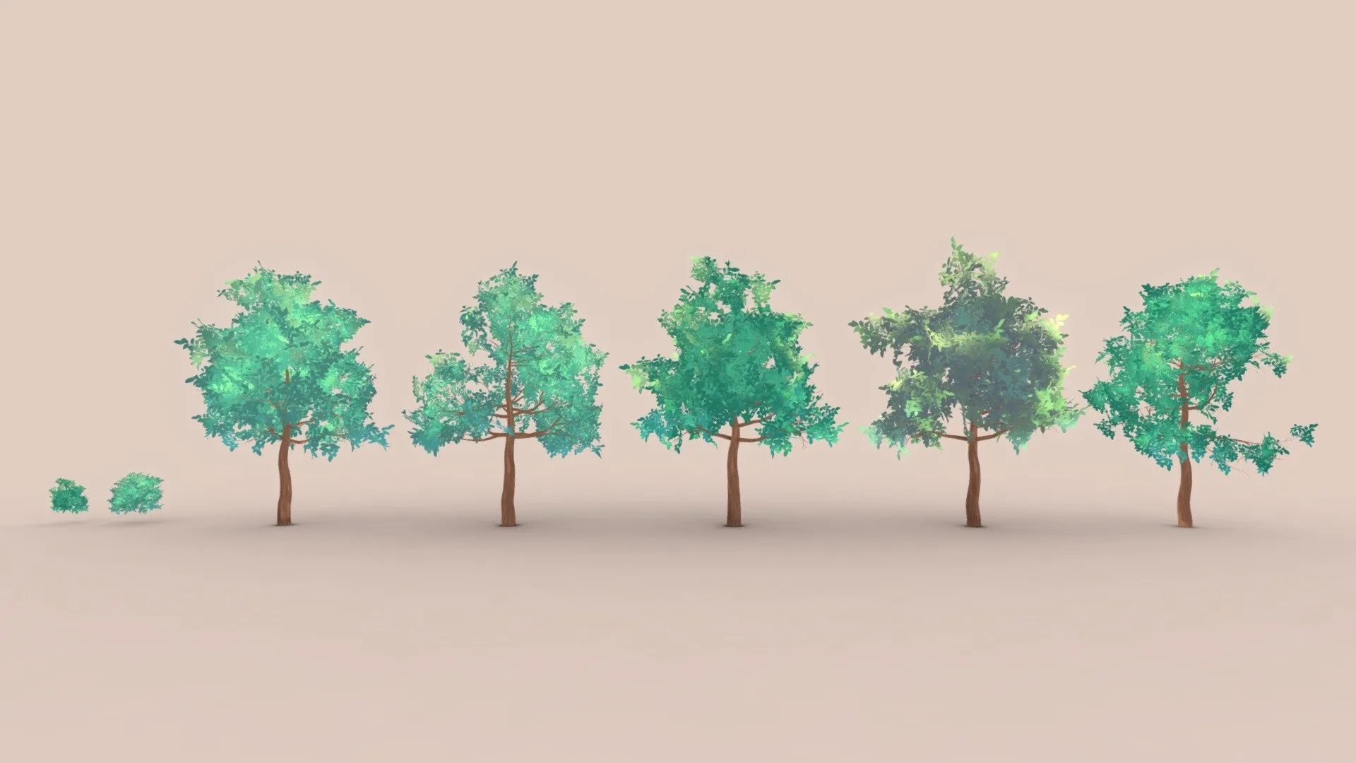 PBR Game 3D Models - Anime Trees And Bushes Handpainted