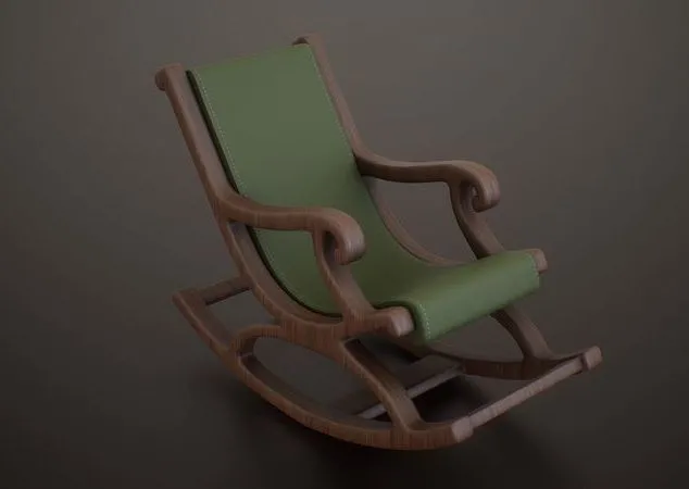 PBR Game 3D Models - Antique Relaxing Wooden Chair