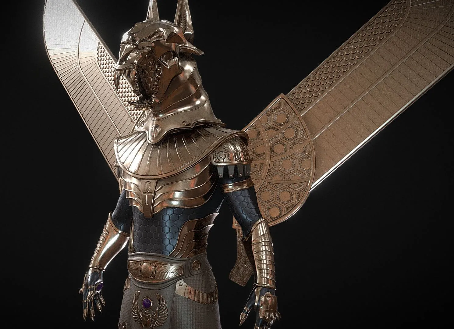 PBR Game 3D Models - Anubis Guardian T Pose