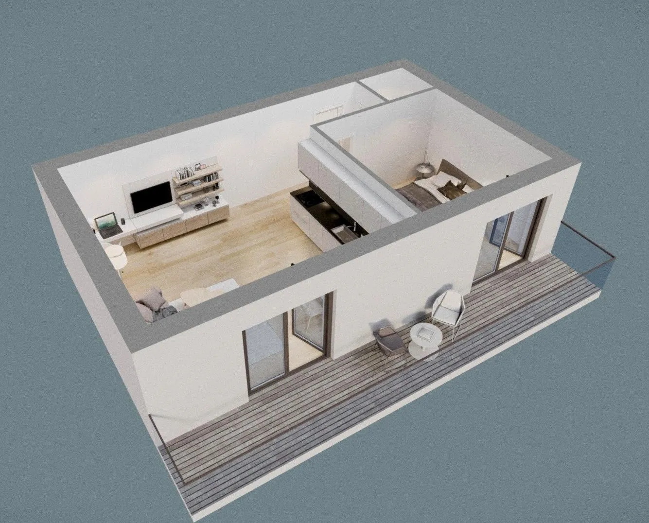 PBR Game 3D Models - Apartment With Sliced Walls