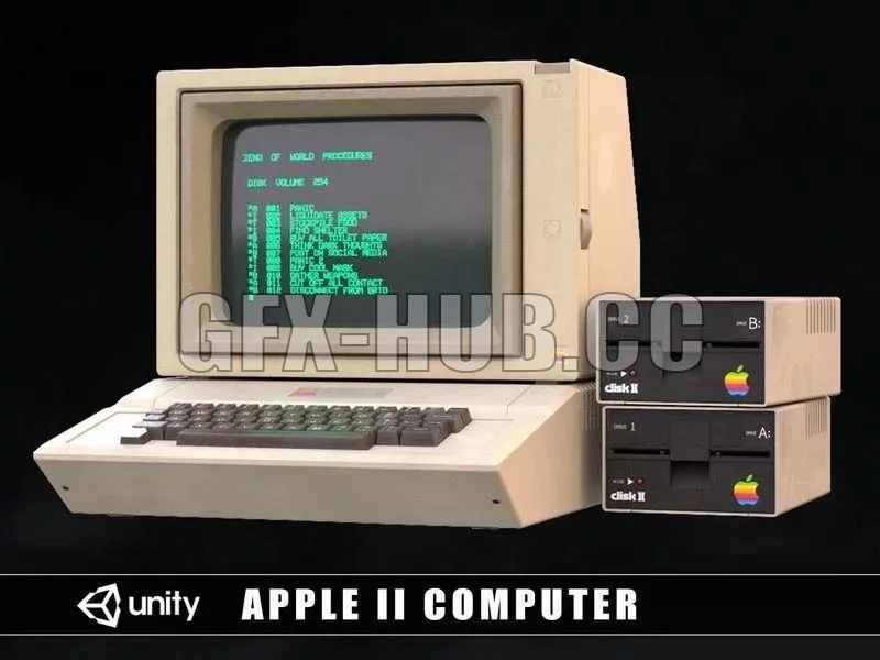 PBR Game 3D Models - Apple 2 Computer