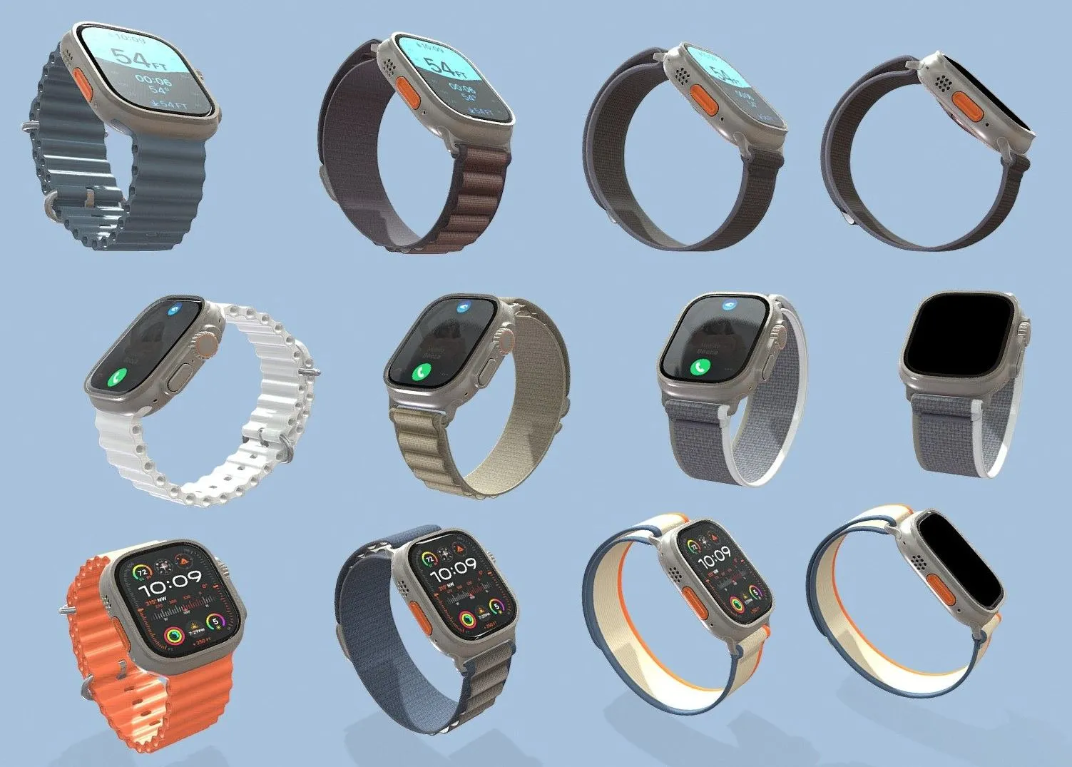 PBR Game 3D Models - Apple Watch Ultra 2 All Colors
