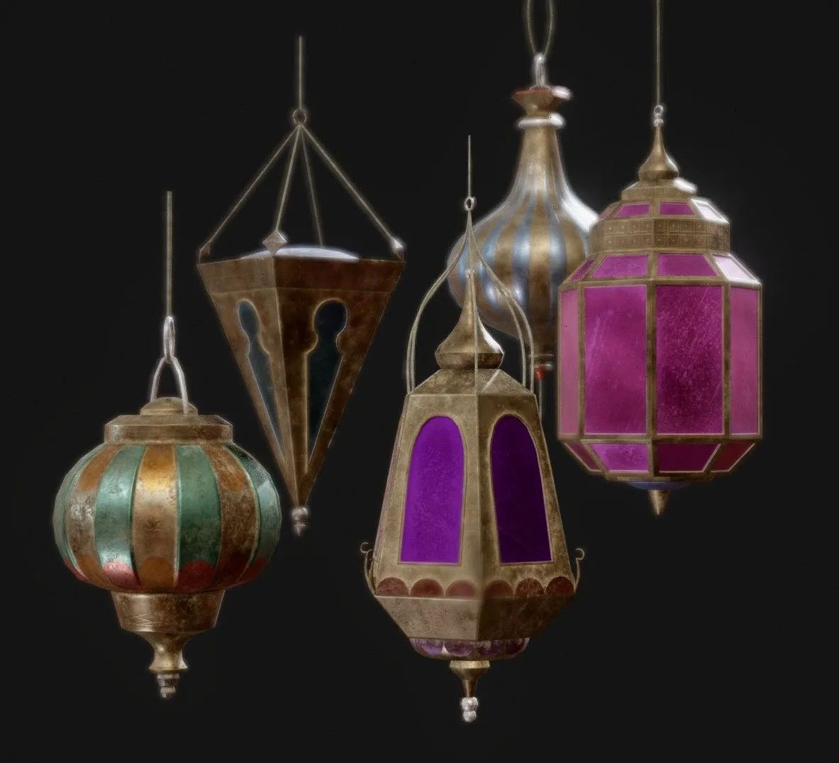 PBR Game 3D Models - Arabian Hanging Lamps