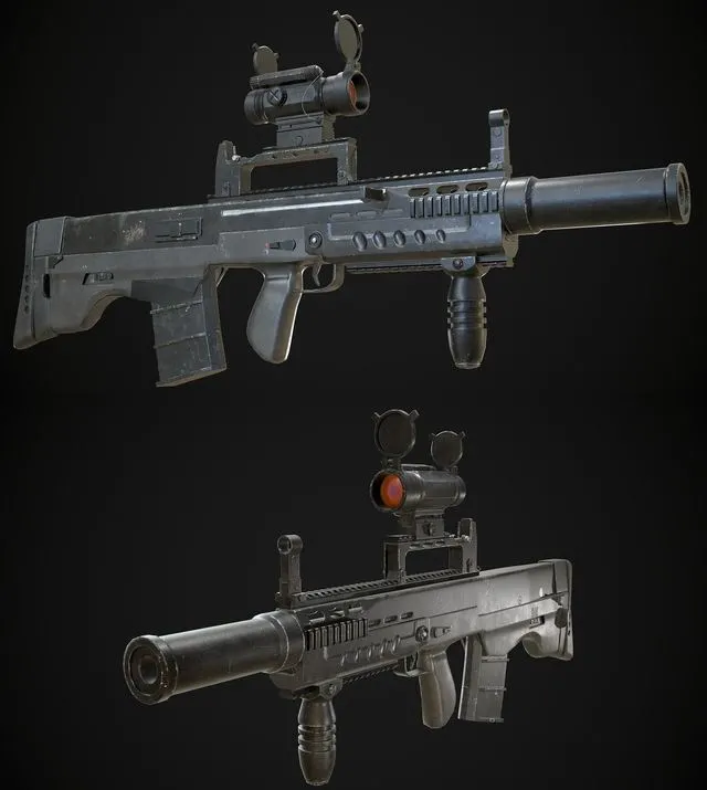 PBR Game 3D Models - ASh-12-7 Battle Rifle