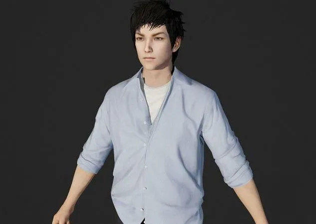 PBR Game 3D Models - Asian man young boy student