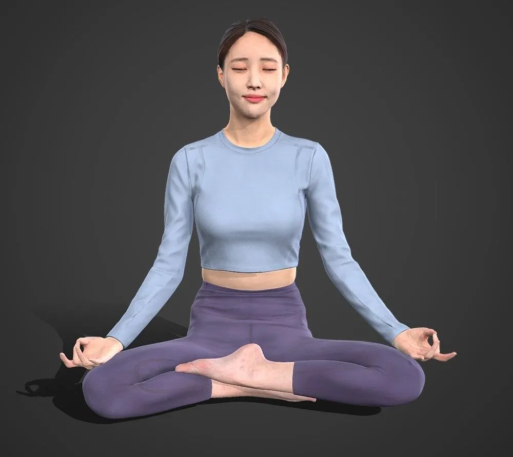 PBR Game 3D Models - Asian Woman Scan Posed 20 2M Poly
