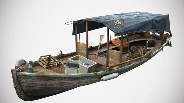 PBR Game 3D Models - Asian Wooden Boat